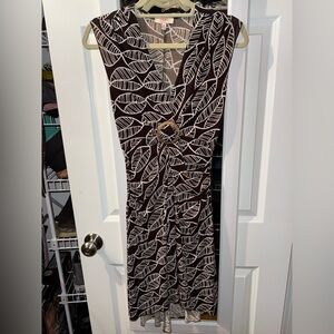 Candie's Brown and White Leaf Pattern Maxi Dress